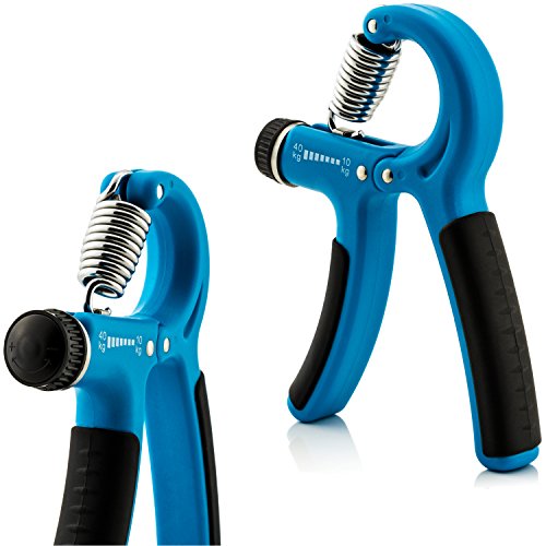 Preisvergleich Produktbild einstellbare Fingerhantel mit ergonomischem Handgriff, Handtrainer, Unterarmtrainer, Handexpander, Handmuskeltrainer für Hand- und Unterarm-Training / Stärke von 10 - 40 kg in Hellblau / Schwarz
