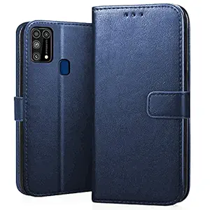 CEDO Samsung M31 / F41 / M31 Prime Flip Cover | Leather Finish | Inside Pockets & Inbuilt Stand | Shockproof Wallet Style Magnetic Closure Back Cover Case for Samsung Galaxy M31 / F41 / M31 Prime-Blue