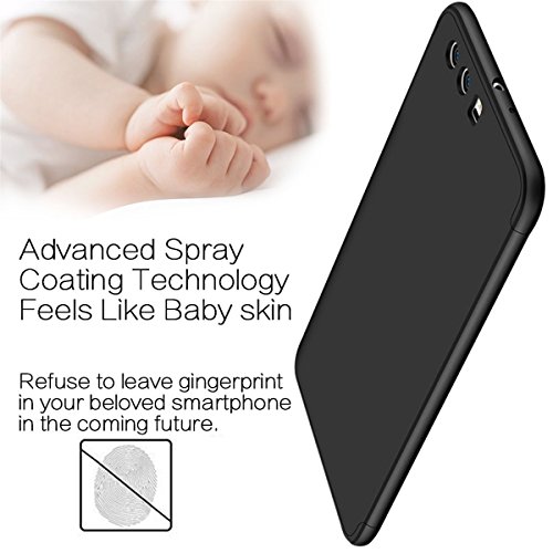 Carcasa Huawei P10Plus  Qissy   3 in1 Todo incluido Anti-Scratch Anti-huella dactilar a prueba de choque 360 PC Protective Case Cover Skin para Huawei P10 Plus  negro 