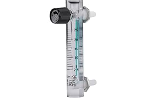 LAZMIN112 Medidor de flujo de gas oxígeno y aire, medidor de flujo tipo tubo de 2.5-25LPM de 8 mm Medidor de flujo para gas líquido con válvula de control