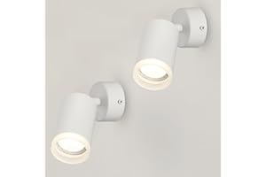 FORCOSO Ceiling Lights Spotlight Wall Light - 2pcs Spot Lights 350°Adjustable, GU10 White Light Shade Metal Light Fittings Anti-Glare, Industrial Wall Ceiling Lamp for Kitchen Living Room Bathroom