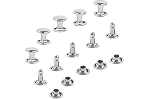 YICHUANGXIN 300 Sets silberne Edelstahl-Ledernieten, Doppelkappen-Nieten, röhrenförmige Metallnieten, Reparaturen, Dekoration, Bastelzubehör für Leder, Handwerk, Kleidung, Schuhe, Taschen, Gürtel (8 mm, Silber)