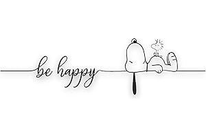 ‎TRADERCAT tradercat Auto Aufkleber Snoopy Be Happy - 2-teilig - 40cmx10cm - Sticker für alle Oberflächen - Fenster, Seitenspiegel, Heckscheibe, Motorhaube, Fahrzeug – mit Anleitung, Schwarz