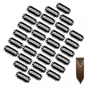 Imported 60 Pcs Hair Extension Snap Clips Wig Grips Medium Remy Clip In 32mm Black for weft wig fringe hair extensions hair style accessories beauty accessory