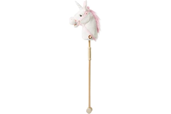 iBonny 36-inch Cheval de Loisir Blanc avec Peluches Unicorn Peluche