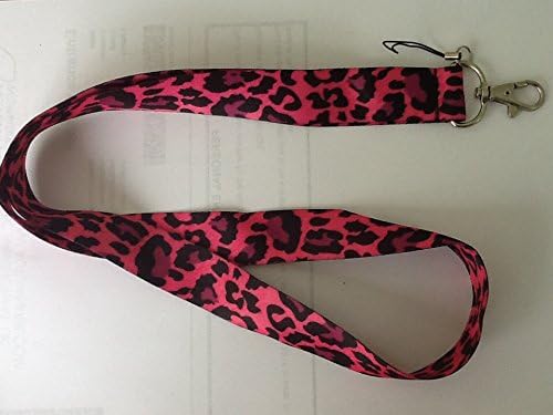 Pink Leopard Print Student Work Pass Key Holder Lanyard
