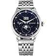 London Craftwork Sugess Moonphase Luxury Men Watch Stainless Steel Case Bracelet Seagull ST2528, Silver