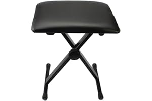 LEADZM Banc de Piano en Forme de X, Tabouret Piano Reglable en Hauteur, Siege Piano Pliable, Banquette Piano Rembourré en Cuir, Convient pour Clavier Électronique et Piano