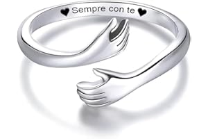 BRAMART Anello da Donna in Argento Sterling 925 Anello Ispirazionale e d'amore per Moglie Figlia Mamma Fidanzata Amica Dimensione Regolabile Anelli