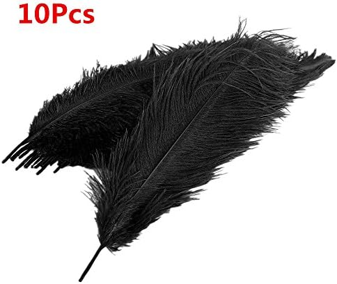 Wallybell 10pcs Black Real Natural Ostrich Feathers For Wedding Decorations
