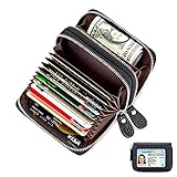 kartenetui damen leder KLEINES KOMPAKTES PORTEMONNAIE MIT GROßER KAPAZITÄT - Dieses Kartenetui verfügt über zwei Hauptfächer. Einer hat 11 Kartenfächer im Akkordeonstil, um Ihre Karten gut zu organisieren. Der andere hat 2 Geldscheinfächer für Geldscheine und Münzen. Außerdem gibt es außen ein ID-Fenster. Mit den Maßen 100 x 80 x 35 mm können Sie es in Ihre Handtasche, Ihren Rucksack oder Ihre Tasche stecken.