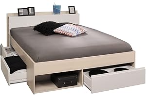 JUGENDMÖBEL24.DE Funktionsbett Most Parisot 2 140 * 200 cm grau/weiß Akazie inkl 3 Roll-Bettkästen Jugendzimmer Kinderzimmer Kinderbett Jugendbett Liege