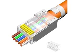 VIVOCH 50 Pcs Cat7 RJ45 Pass Through Connectors, Cat7 RJ45 Pass Through Plugs, Cat7 2-Piece Metal Shielded RJ45 Ends FTP 8P8C Modular Network Plug Connector