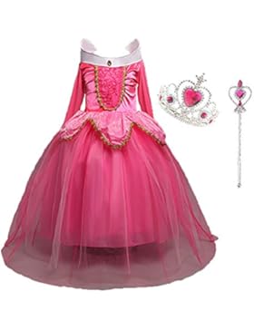 LiUiMiY Costumi Bambina Principessa Vestito Carnevale Lunga Manica Tulle Diadema Cosplay Festa Nuziale Compleanno...