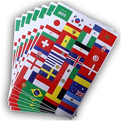 Fancyus 2018 World Cup Top 32 National Flag Stickers, 10 Sheets