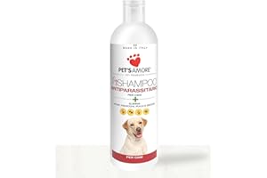 PET'S AMORE Shampoo Antiparassitario per Cani ml 250, Elimina Pulci, Zecche, Acari e Pidocchi