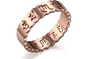 Joielavie Bague Anneau pour Homme Femme en Acier Inoxydable avec Om Mani Padme Hum Mantra Creux Bouddhiste Cadeau Bijoux