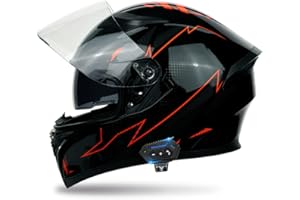 DIRERTYS Full Face Motorcycle Bluetooth Helmet Motorcycle Full Face Helmet, ECE Approved Bluetooth Motorbike Double Sun Visor Helmets, Wear-Resistant and Scratch-Resistant Lenses, for Adult