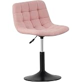 mcc direct Drake Soft Fabric Vanity Chair with Footrest and Metal Frame for Bedroom, Pink