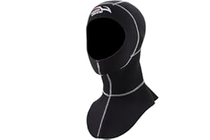 Tbest Dive Hood Neoprene 3mm Diving Surf Wetsuit Hood Snorkeling Cap Hood Hat Waterproof Anti-Slip Swimming Cap Full Face Mask Surfing Hat Cap for Water Sports(L-Silver)