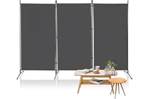 ‎JOPARRI Joparri Paravent Trennwand 3 Teilig 260x180cm, Raumteiler Klappbar Freistehend Sichtschutz, Raumtrenner Innen, Faltbildschirm für Büros (Dunkelgrau)
