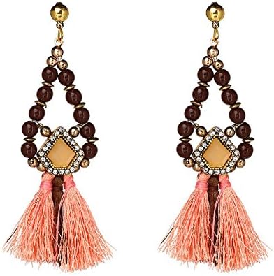 Summer earrings female fashion rice beads Korean tassel long earrings novel personality simple earrings , black powder