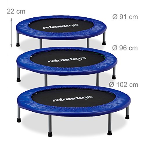 Relaxdays Trampolin Kinder, Faltbar, Max. Personengewicht: 45 kg, HxBxT: 22 x 91 x 91 cm, blau-schwarz - 2