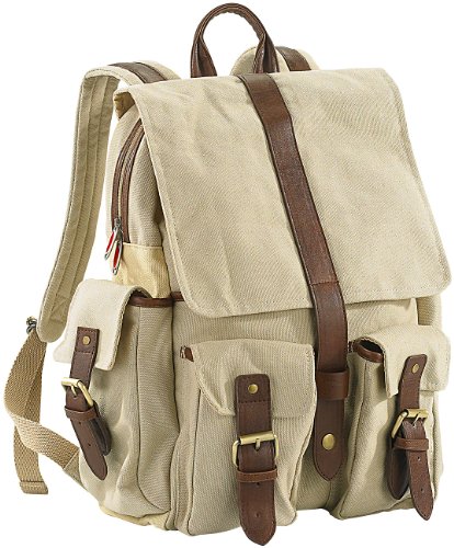 Preisvergleich Produktbild Xcase Retro Rucksack: Canvas-Rucksack mit Lederapplikationen (Segeltuch Rucksack)
