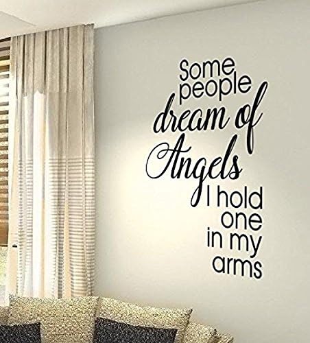 Love Wall Sticker Some People Dream Of Angels I Hold One In My Arms - Word Writing Quote Heart Life Family House Livingroom Bedroom Vinyl Decals Decor 47x80cm By Nia Art