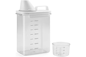 Pgtc Dispensador de detergente,Detergente para Ropa con Vaso Medidor,Caja de Almacenamiento de Detergente Hermético para Detergente en Polvo y Líquido(1800 ml)