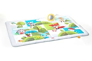 Tiny Love Super Mat, Mata Edukacyjna dla Niemowląt Gigant (150 x 100 cm), 0+, 9 Aktywności, Mata Interaktywna, Lusterko do Zabawy na Brzuszku, Zabawa w „a kuku”, Łatwy do Chwytania Gryzak, Meadow Days