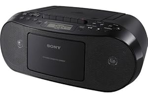 Sony Portable Stereo Cd Player & Tape Cassette Recorder With Digital Tuner AM/FM Radio & Mega Bass Reflex Stereo Sound System Plus 6ft CubeCable Aux Cable to Connect Any Ipod, Iphone or Mp3 Digital