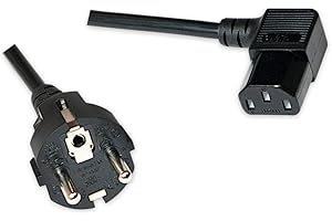 odedo Câble d'alimentation Schuko vers prise coudée C13/IEC13 2 - 2 m - VDE 10 A - 250 V - Angle droit - 2 m