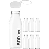 500 ml Şeffaf S&uuml;rahi S&uuml;t, Ayran, Su, Limonata, Meşrubat Şişesi 500 Cc Askılı Kapaklı Cam Şişe 6 Adet (6, Şeffaf Askılı Kapak,