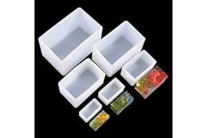 Rolin Roly 6Pcs Moules de Résine Rectangulaires Moule en Silicone Cuboïde Époxy Cristal Moule de Rectangle Moulage en Resin Cuboid Silicone Mould pour Bijoux en Savon Fleur Séchée Décoratio