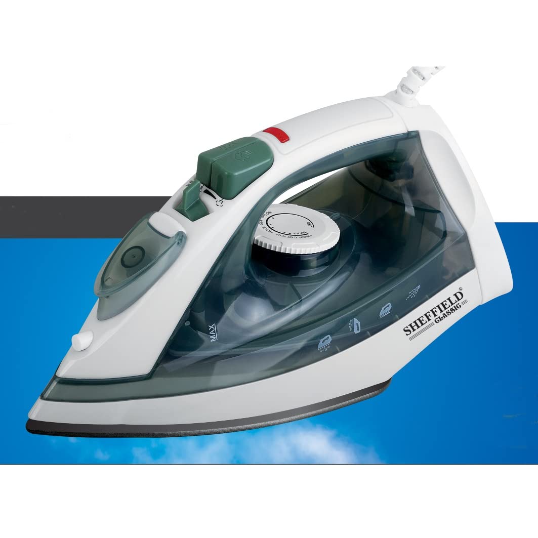 SHEFFIELD CLASSIC Plastic Steam Iron: Powerful & Versatile 1600W Green Iron