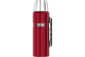 Thermos Stainless King Thermosflasche rot 1,20l - Edelstahl, absolut dicht, mit Trinkbecher und Griff, 12h heiß & 24h kalt, spülmaschinenfest, BPA-frei