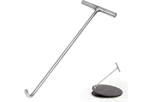 HPERU Clé du compteur d'eau, crochet à l'homme, 15x5.9 Crochet de couvercle de trou d'homme en acier inoxydable à usage lourd, couvercle sans glissement de couvercle avec une poignée épaisse pour la grille