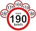 Produktbild Geschwindigkeitsaufkleber km/h Aufkleber Reifen Winterreifen 160-240 kmh Vmax 48 Stück gemischt