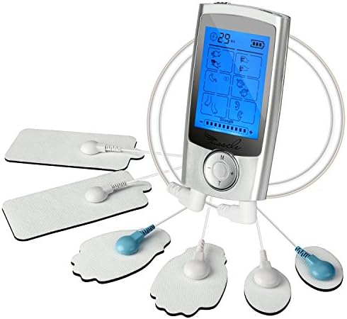 Tusscle EMS Massager Unit Pulse Impulse Massager 16 Modes with 6 Pads, Handheld Pulse Massager for Body Pain Relief