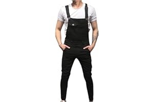 NUSGEAR 2023 Petos de Pantalones Vaqueros de Mono para Hombre Pantalones Trabajos Roto Denim Bolsillo Rotos Pantalones de Liga Babero Pantalón Casual Jeans Mezclilla Jumpsuit Pantalones Largo