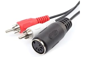 S/CONN MAXIMUM CONNECTIVITY Diodenkabel DIN Kabel 5-Polig Buchse auf 2X Cinchstecker, Audiokabel, Midi-Kabel, DIN-Buchse/Diodenbuchse zu 2X Cinch-Stecker, Dioden-Anschlusskabel, AUX Kabel, schwarz 0,2m