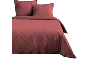 STOF Lovely CASA – Copripiumino – Dimensione 240 x 220 cm – 100% cotone certificato Oeko-Tex – Colore melogranache – Modello Eden – Biancheria da letto per casa, ideale per letto matrimoniale queen size o