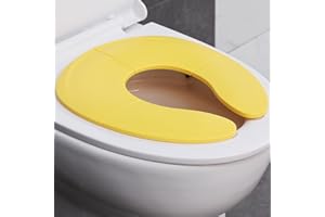 FUNBLISS Faltbare Toilettenbrille für Kinder - Sichere Kindertoilette mit Anti-Rutsch-Saugnäpfen, Reisebeutel, 2 zusätzlichen Silikonabdeckungen - Kindgerechte Toilettenausbildung Stuhlsitz,Gelb