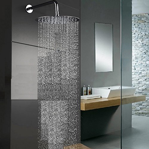 SAILUN Morderne Kopfbrause Regendusche Duschkopf Duschbrause Ultraslim Edelstahl Rund 12 Zoll Wasserfall Regenduschkopf - 5