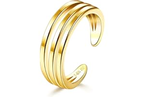 Roheafer 14K Gold gefüllte Zehenringe Einstellbare Zehenringe für Frauen Dünne Zehenringe Offene Band Zehenring Sommer Strand Fußschmuck Set