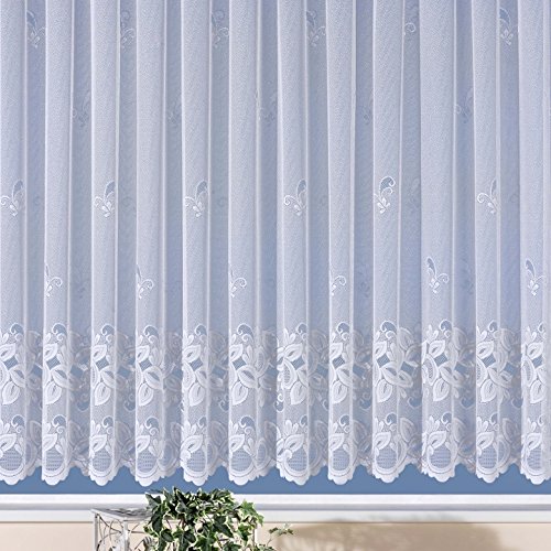 Fertig-Store Jacquard mit Kräuselband, halbtransparent, Farbe weiß Größe HxB 175x600 cm