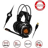 KLIM™ Puma Gaming Headset - USB 7.1 Kopfhörer - Integrierte Vibrationen - Mikrofon - Für PC Mac PS4 Laptop Games - Over Ear Gamer Headphones - Noise Cancelling Microphone [ Neue 2019 Version ] Schwarz