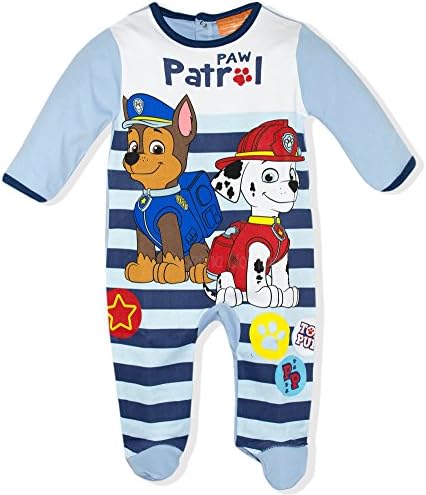 Paw Patrol Baby Babies Boys Sleepsuit Pyjamas Onesie GIFT BOX 100% Cotton - Light Blue 12