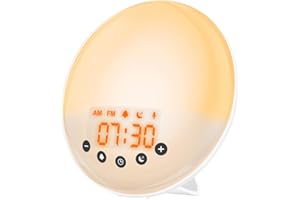 ‎BELLALICHT Wake Up Licht Lichtwecker - Sonnenaufgang Sonnenuntergang Simulation FM Radio Wecker, 30 Helligkeit, 8 natürliche Wecktöne DIY Ton, 7 Farben Schlummerfunktion Touchdisplay Kinder Erwachsene